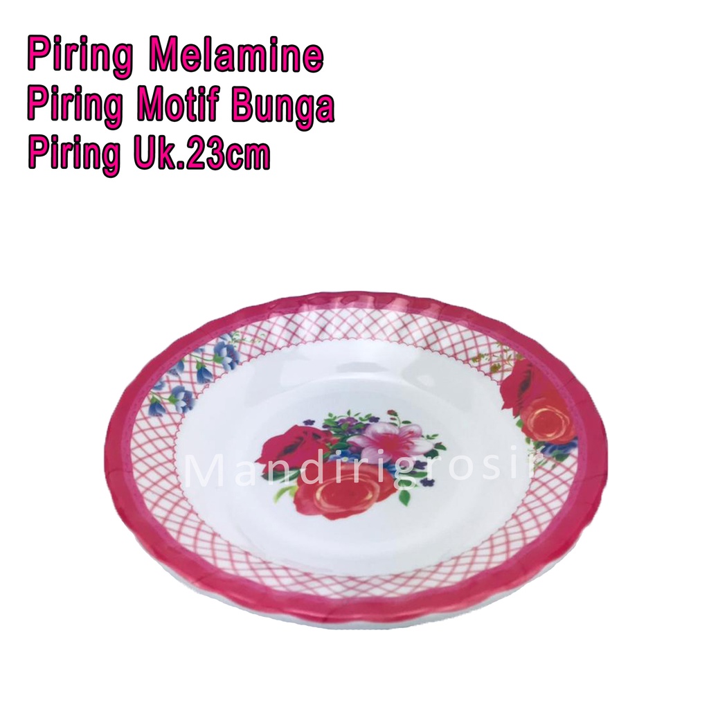 Piring Hugi *Piring Melamine * Piring Motif Bunga * Uk.23cm