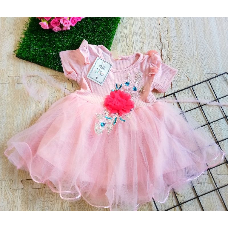 [0-4th] DRESS TUTU ANAK IMPORT PREMIUM MEWAH 0-4 TAHUN BUNGA PEONY / DRESS TUTU BUNGA MUTIARA PEONY GAUN PESTA ANAK IMPORT