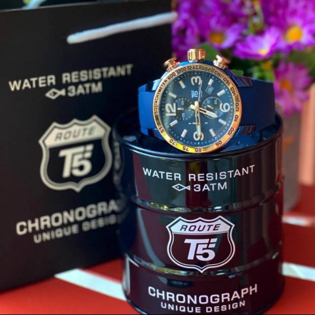 JAM TANGAN PRIA T5 ORIGINAL H3450/H-3450 TALI RUBBER READY MURAH