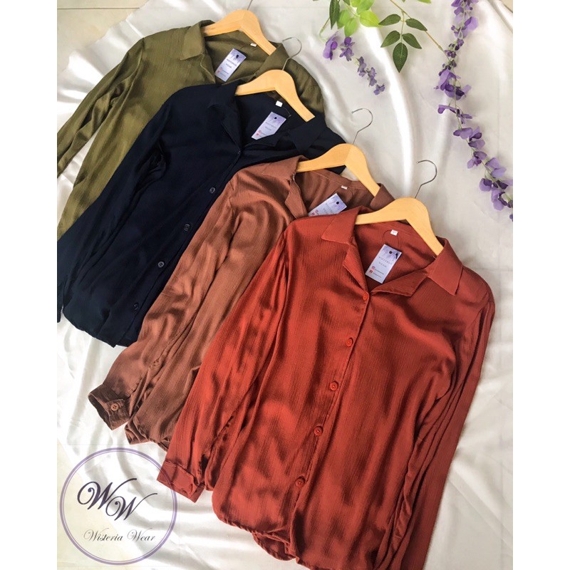 kemeja rayon crinkle premium kemeja polos kemeja cewek