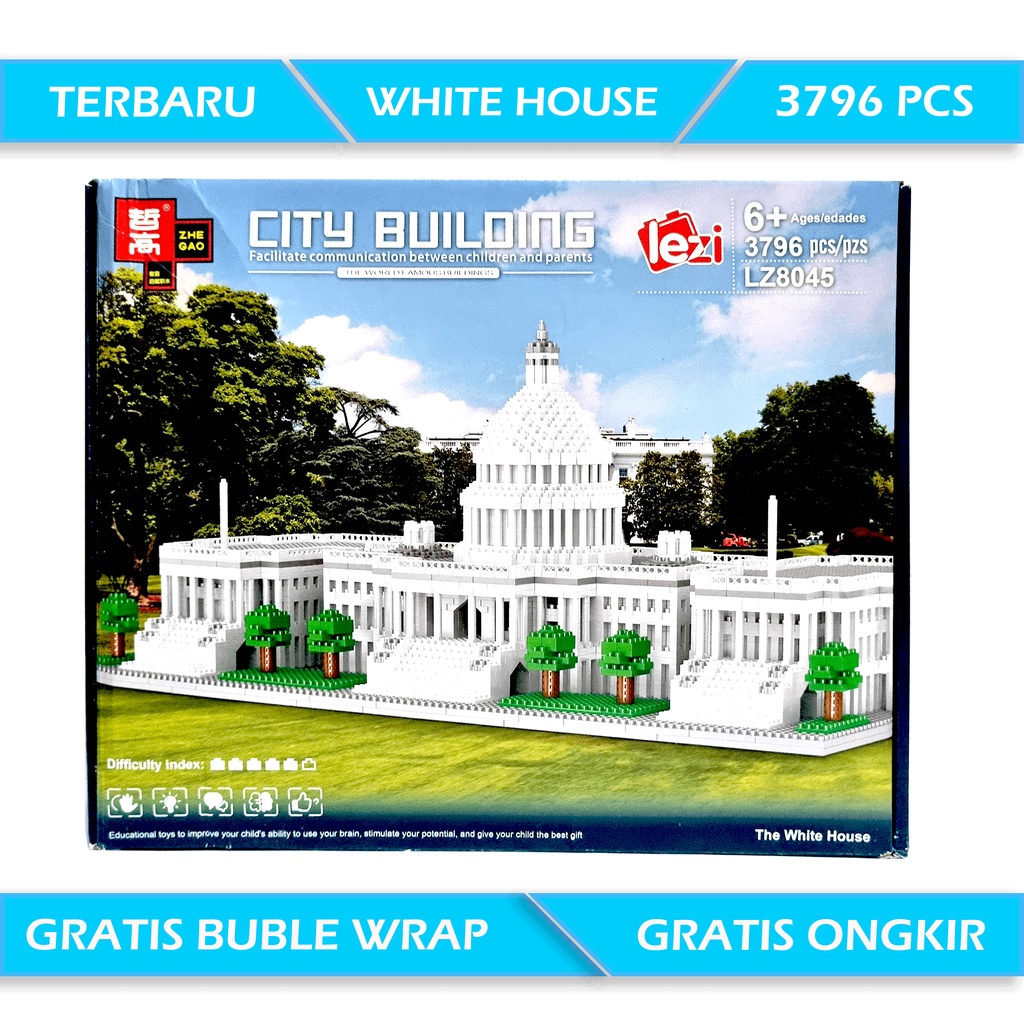 Gedung Putih Land mark nanoblock white house brick lego nano block