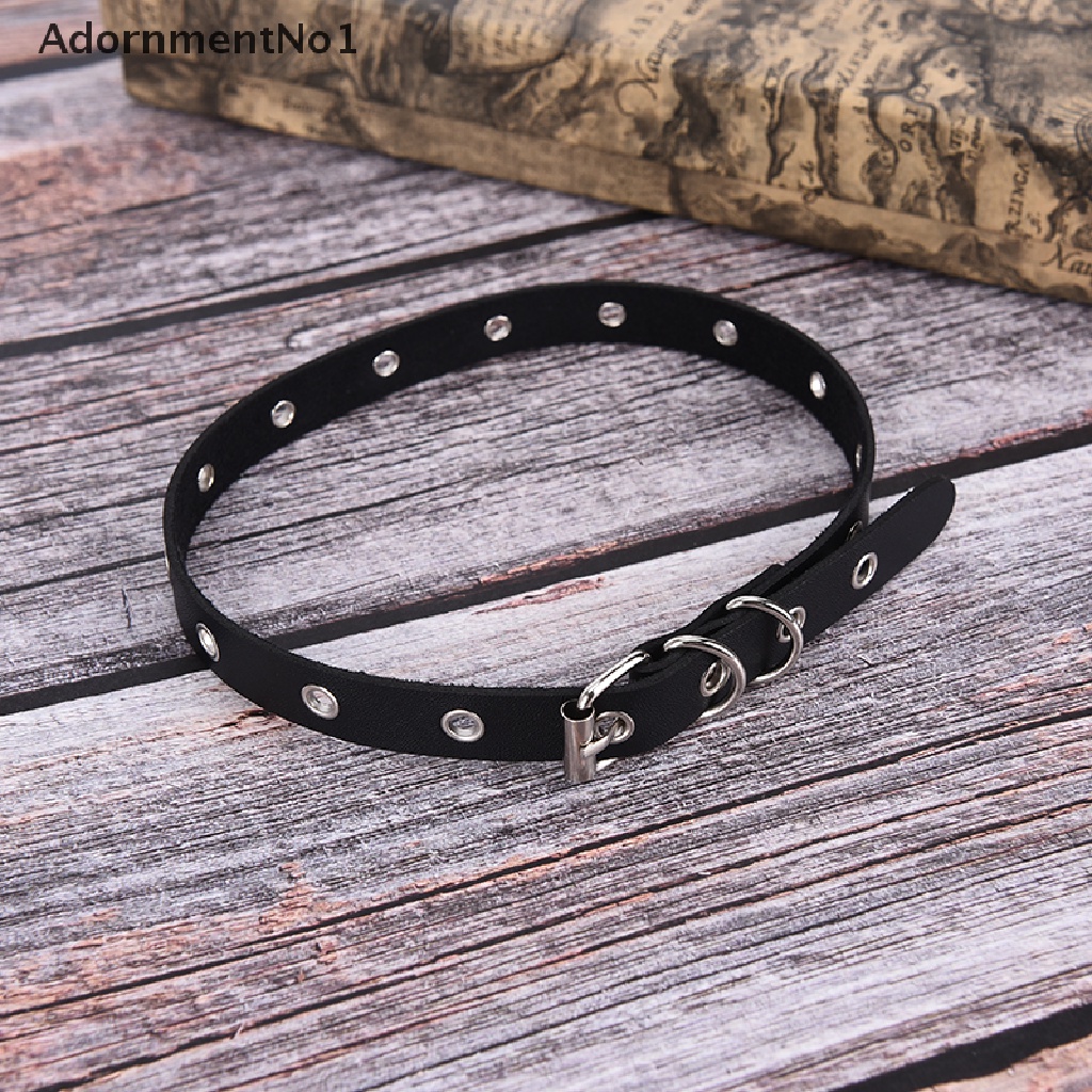 (AdornmentNo1) Kalung Choker Bahan Kulit Imitasi Model Punk / Gothic Sexy Untuk Wanita