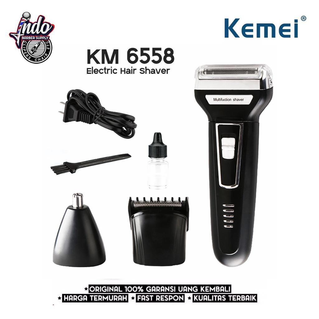 Kemei hair clipper km 6558 alat cukur kumis jenggot bulu hidung rambut multifungsi 3 in 1