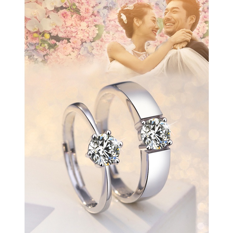 Cincin Pasangan Model Terbuka Bahan Platinum Plated Gaya Korea Untuk Pernikahan