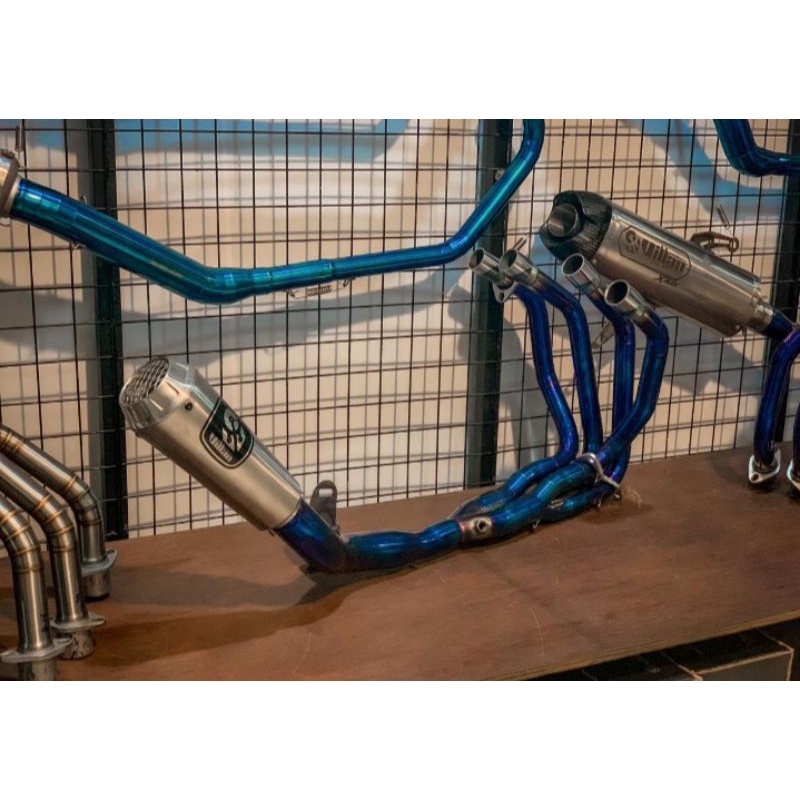 knalpot villan zx25r header blue pro1 short full system
