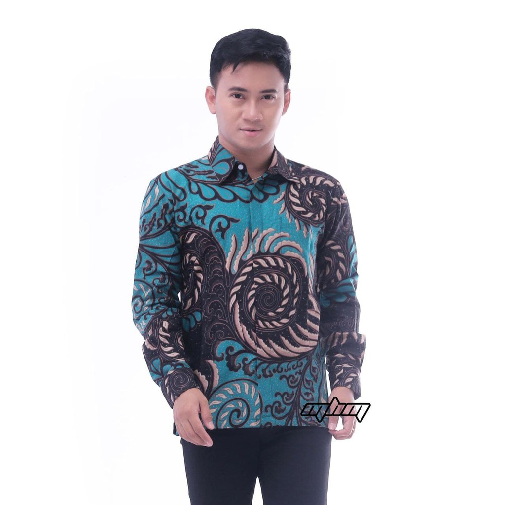 Kemeja Batik Pria Atasan Formal Baju Kerja Motif Unik Lengan Panjang Seragam Kondangan Kantor Noah52