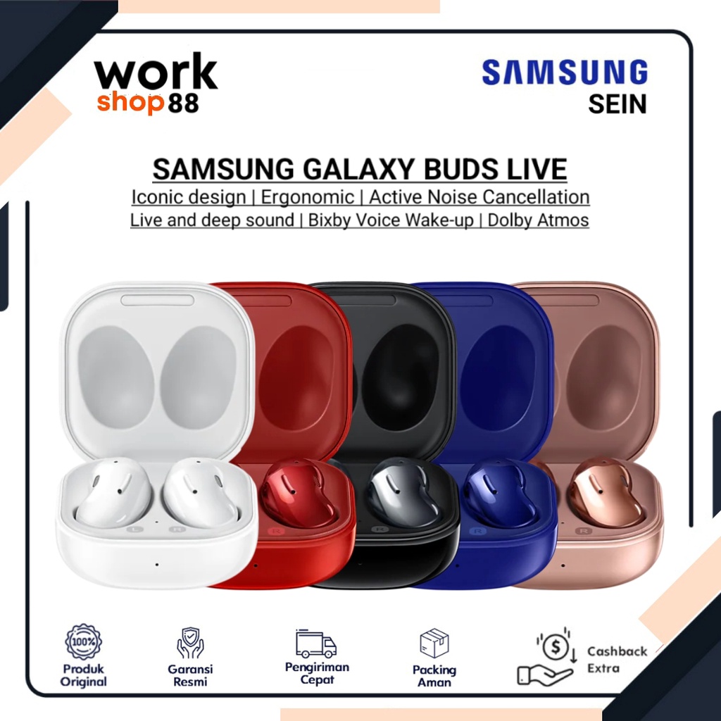 Terbaru Samsung Galaxy Buds Live - New Original Garansi Resmi Nasional SEIN - Dolby Atmos | ANC Acti