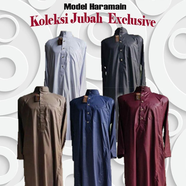 Jubah Pria Polos Dewasa - Model Haramain Spun Poly Super - Gamis Pria Exclusif  - baju jubah exclusi