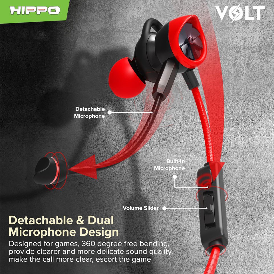 Hippo Gaming Headset Volt with Microphone Stereo Wired Earphone Handsfree Original Ori