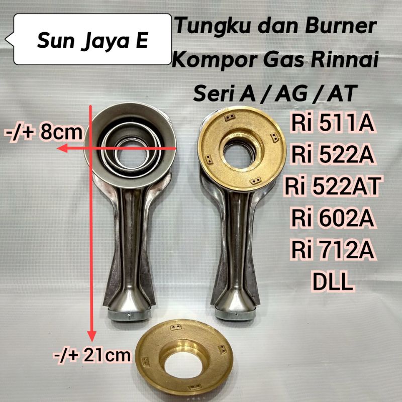Cerobong Tungku + Burner Kompor Gas Rinnai Ri 511A 522A 602A 602AG 712A 712AF 712GA DLL