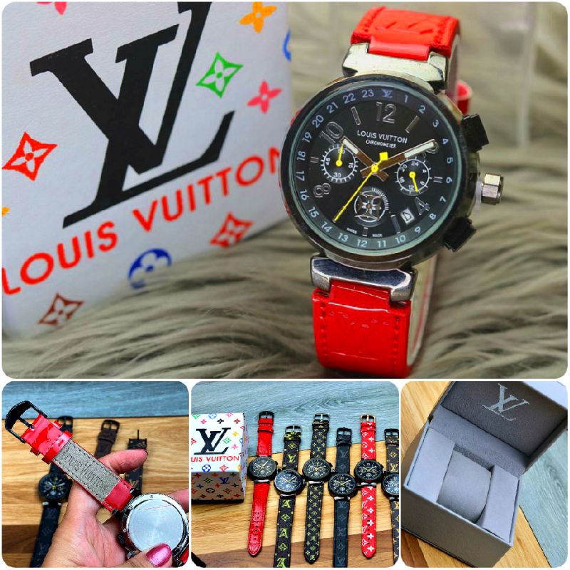 Jam Tangan Wanita Louis Vuitton Tambour Moon Star 39.5mm Glossy Black Dial Golden Star Semi Super