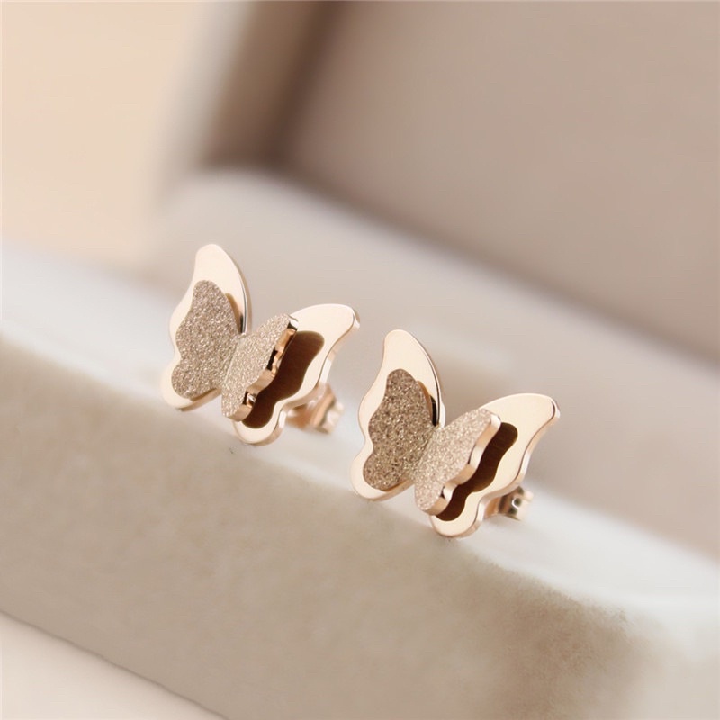 anting titanium kupu korea premium terlaris termurah cantik mewah silver untuk pesta