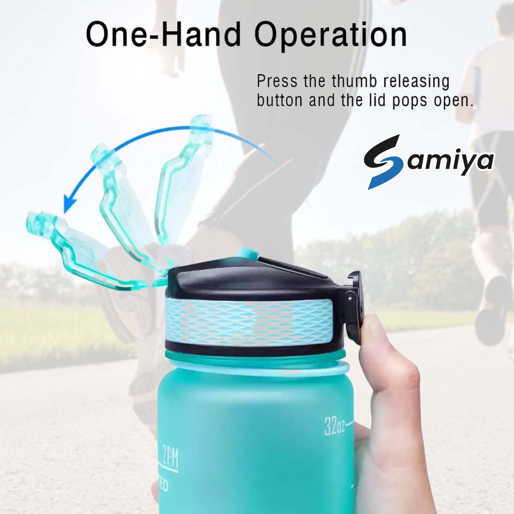 botol minum motivasi fitness olahraga sport travel outdoor 1liter TRITAN BPA FREE FOOD GRADE / motivational water bottle 1L creative design foodgrade BPA FREE portable