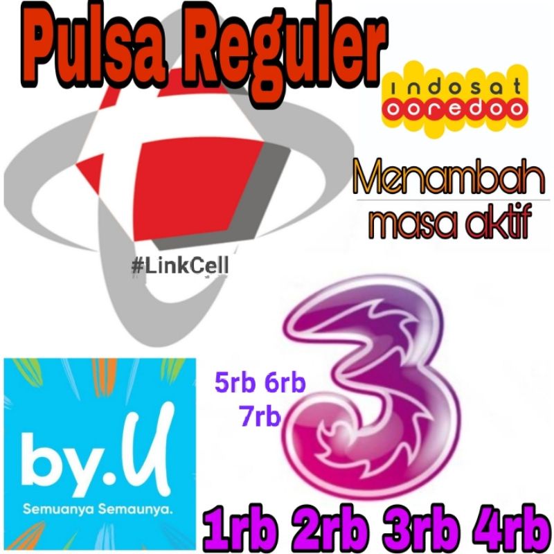 Pulsa Telkomsel Tri by.U 1k 2k 3k 4k 5k 6k 7k termurah