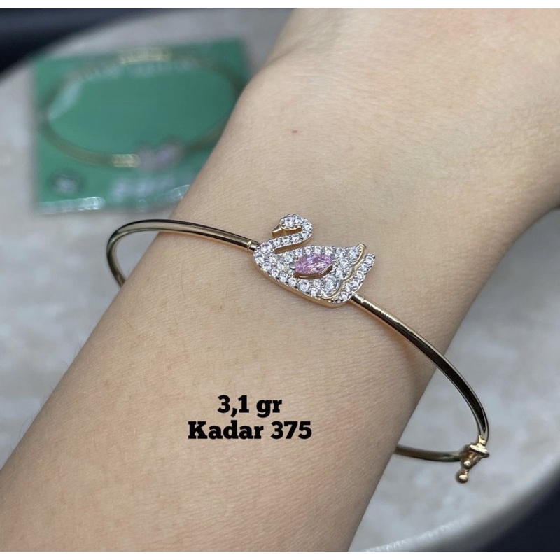 Gelang emas asli angsa fashion ubs gold rachel rose kadar 375 8k