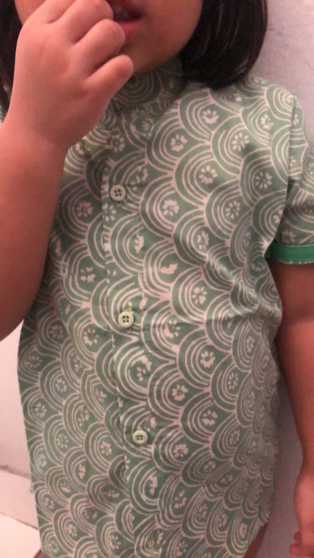 Pop Kidswear   Seta Batik Shirt - Batik Anak Hijau Bahan Katun Cap Premium