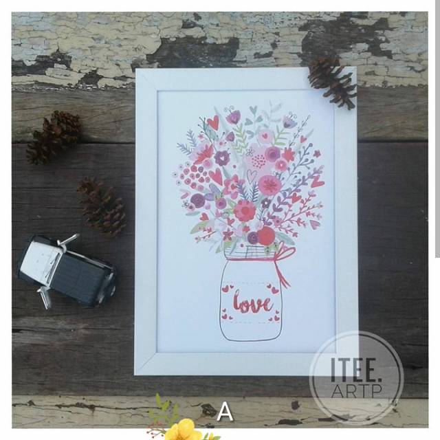 Walldecor frame size a4 frame putih bahan fiber (baca description