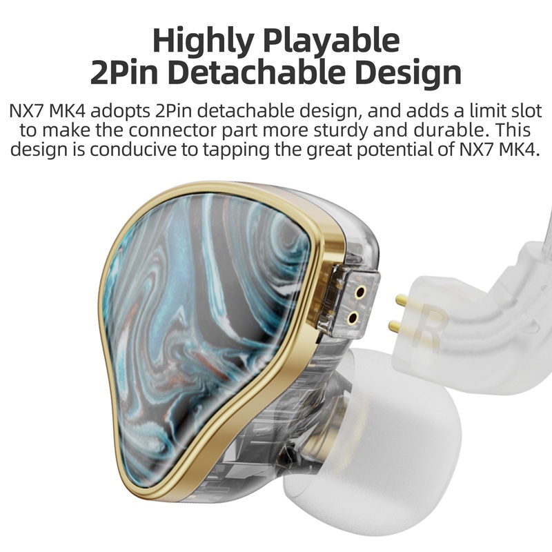 Nicehck NX7 MK4 Earphone In ear HIFI 7 Driver Unit Hybrid 0.78mm 2 Pin Dengan Kabel Bisa Dilepas MK3