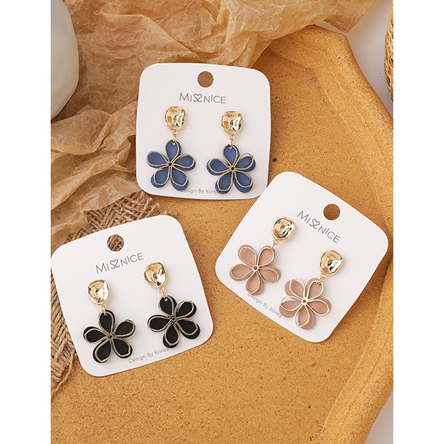 LRC Anting Tusuk Fashion Double Geometric Flower Alloy Earrings P59513