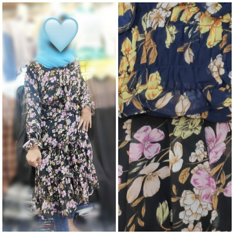 TUNIK MOTIF BUNGA REMAJA WANITA IMPORT