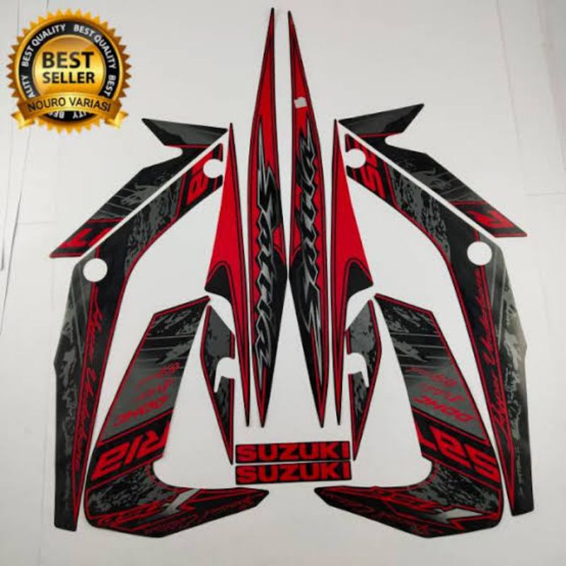 (BISA COD) Striping Stiker Satria fu 150 SE barong 2012 merah hitam striping lis stiker standar Ori 