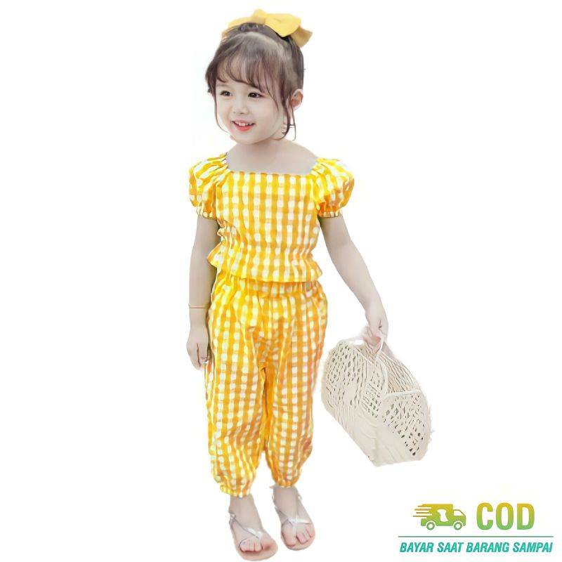 KD ST CACA KS Baju Anak Perempuan Set Baju Anak Umur 2 3 Tahun Setelan Anak Cewek Stelan Kotak Caca 