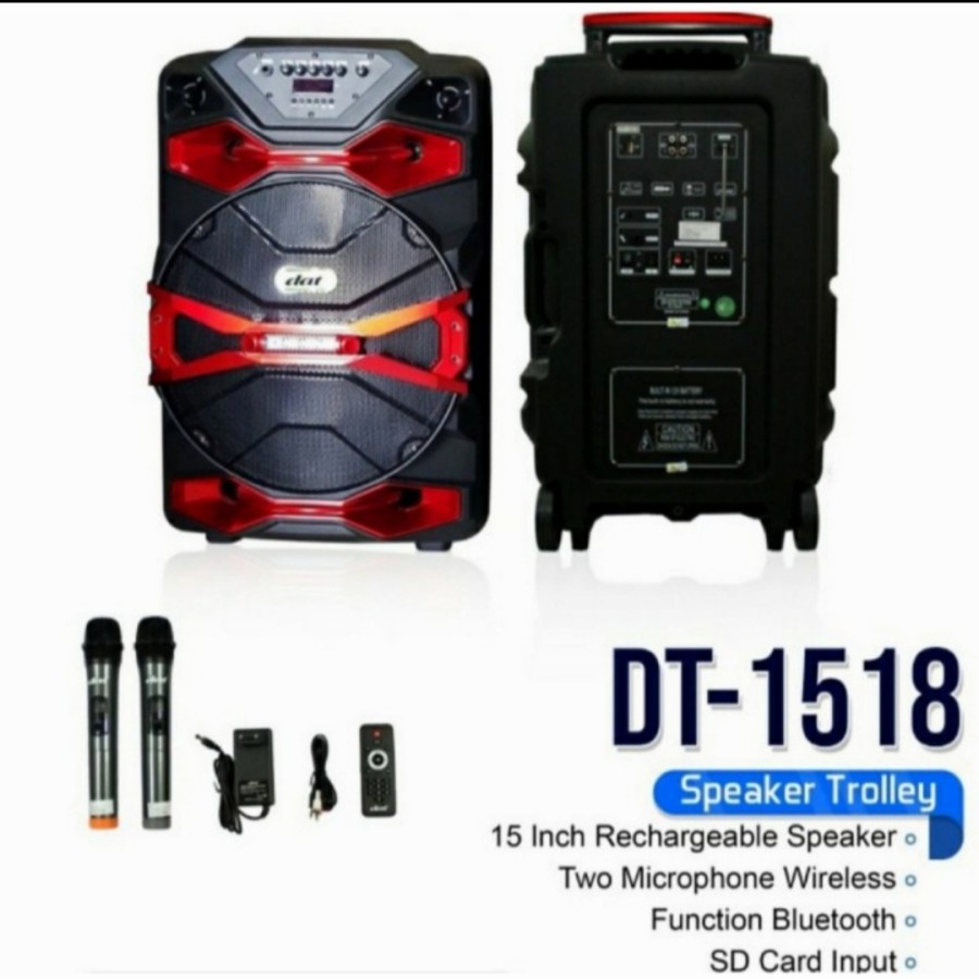 SPEAKER PORTABLE DAT 1518 BLUETOOTH 15 INCH GARANSI RESMI