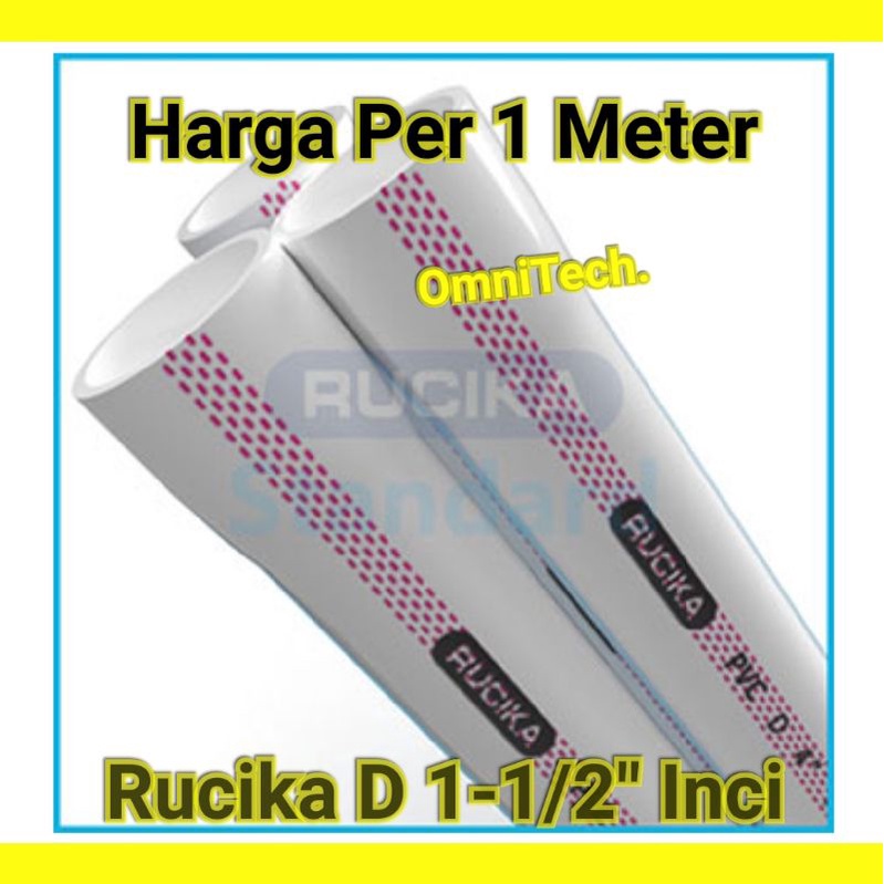 Pipa Paralon PVC D Rucika 1-1/2" 1,5" Potongan 1 Meter Meteran 100 cm 1 1/2