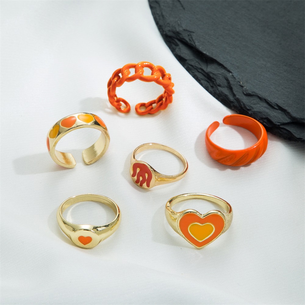 Y2K 6pcs / Set Cincin Aneka Desain Kreatif Untuk Wanita