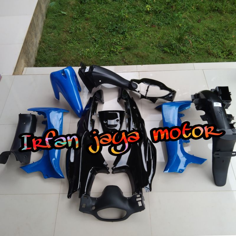 Cover body full halus kasar Suzuki Smash lama biru hitam