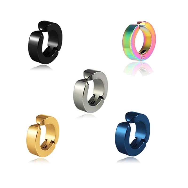 One Piece Versi Korea Sederhana Cincin Anting-Anting Tren Anting-Anting Pria Tanpa Tindik Telinga Klip Gothic Manset Anting-Anting Hip Hop perhiasan