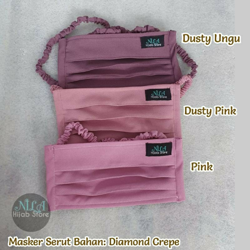 Masker Kain Serut Hijab Terbaru/masker Headloop Bahan Diamond Crepe / Ecer Grosir Nila Hijab Store
