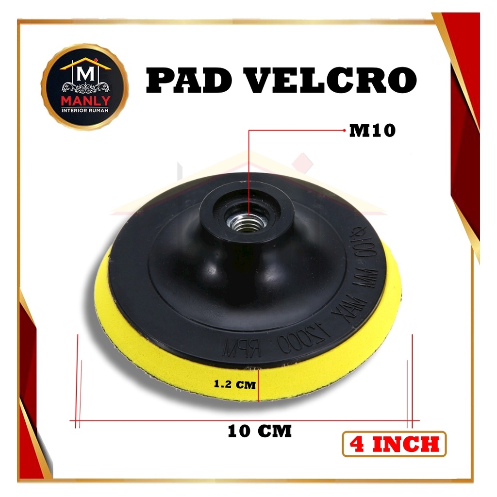 Tatakan Amplas Velcro 4'' Inch - Velcro Grit Pad M10 / isi 1 pcs