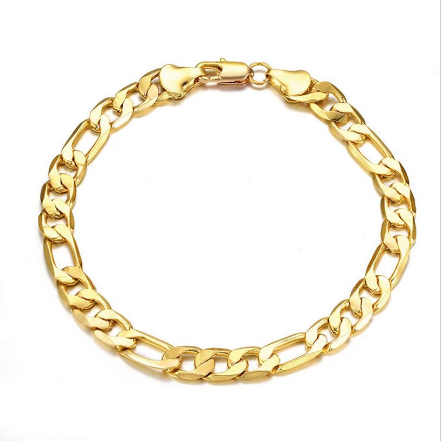 Gelang Rantai Sederhana Fashion Emas Perak Titanium Baja Aksesoris Perhiasan Pria Wanita Bracelet Bangles-Gold