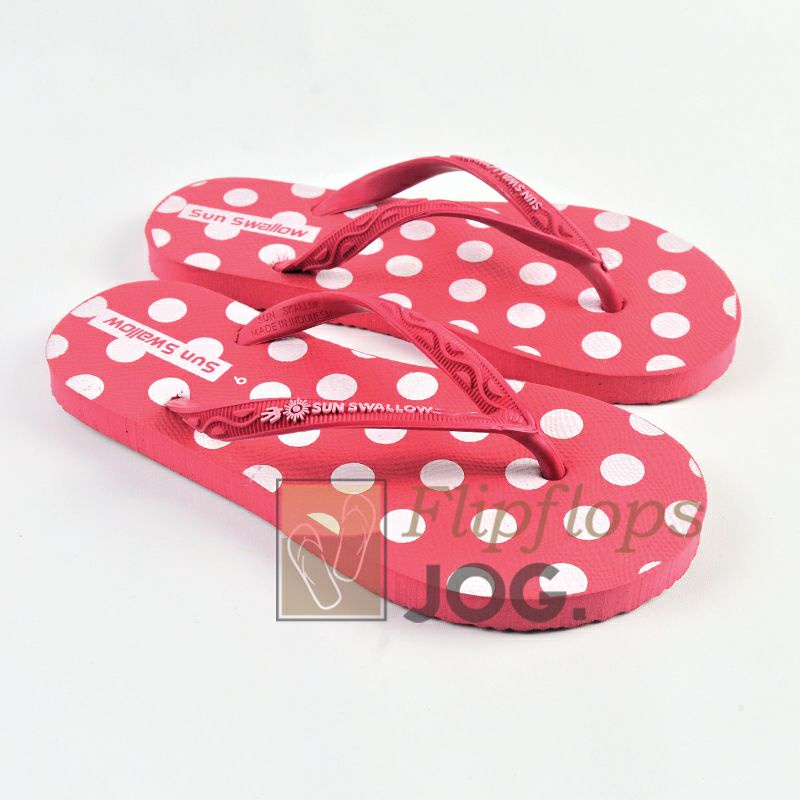 Sandal Jepit Wanita Sun Swallow Polkadot Nyaman Dipakai dan Anti-selip