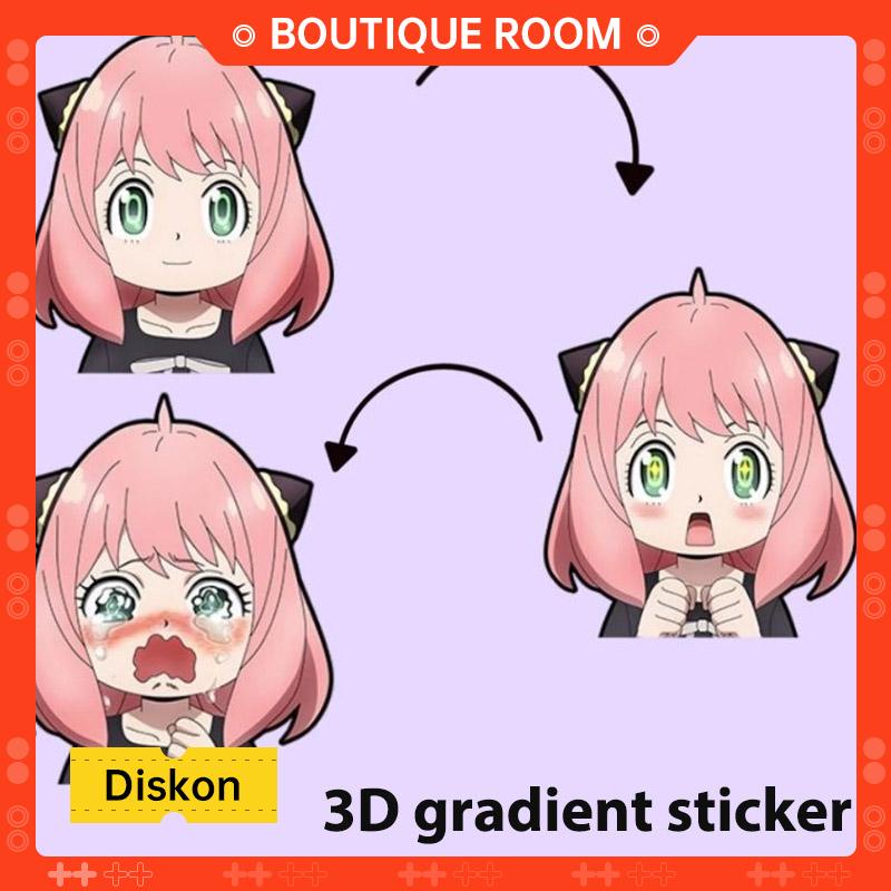 

Ready✨3D Gradien Kartun Stiker Casing Ponsel Ilusi Universal Stiker Mobil Tahan AirBER