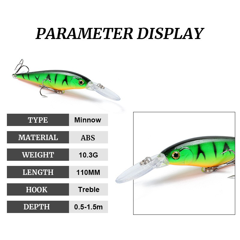 1pc Umpan Pancing Ikan Minnow Klasik 11cm 10g