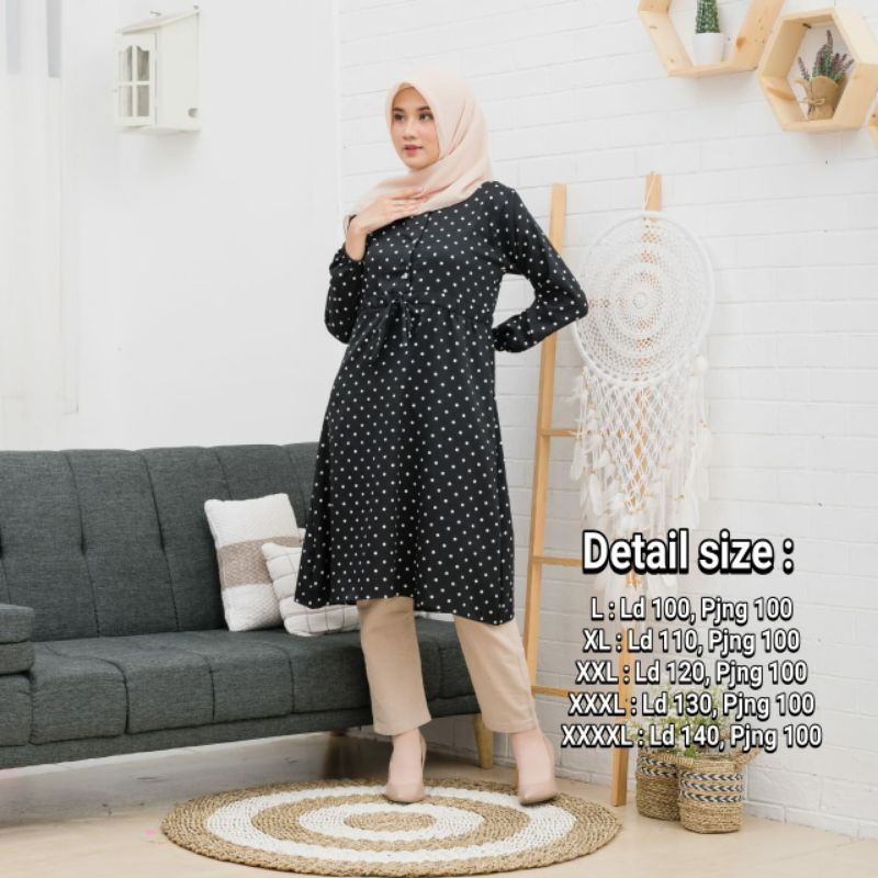 TUNIK POLKADOT / tunik murah / tunik kekinian / tunik terbaru 2021 / tunik terlaris busui friendly