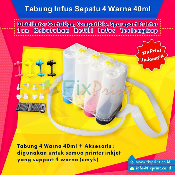 Tabung Infus Modif Printer Sepatu 4W 60ml Canon IP2770 Mp287 MG2570 MG2577 MG2577s TS307s TS207S ip2870 HP 2135