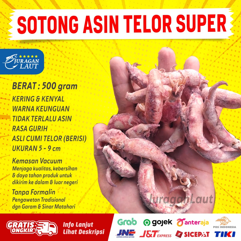

Cumi Asin Sotong Sontong Telor Kering Super 500gr Cumi Telor Asin Kering