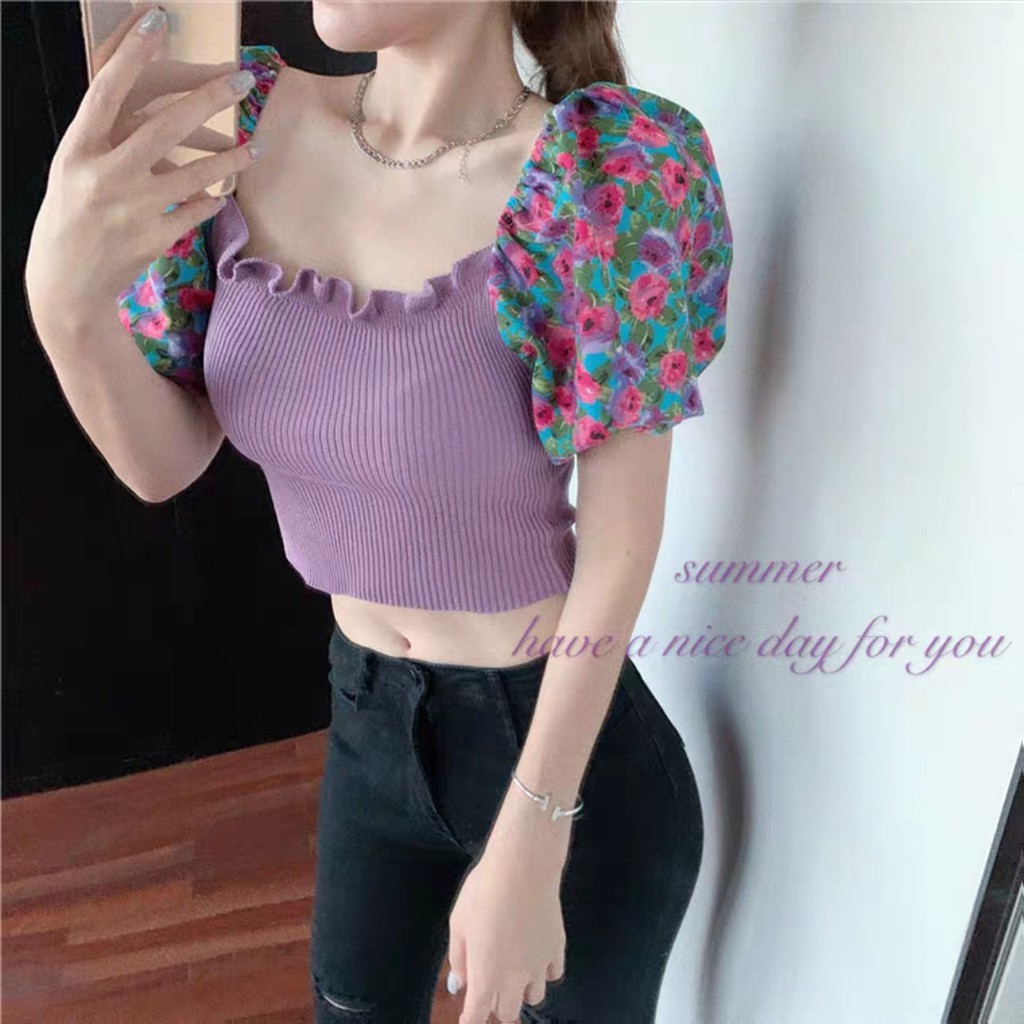9553 BLOUSE LAVENDA CROP TOPS PREMIUM IMPORTIR FASHION Baju Wanita Impor GROSIR MURAH IMPORT