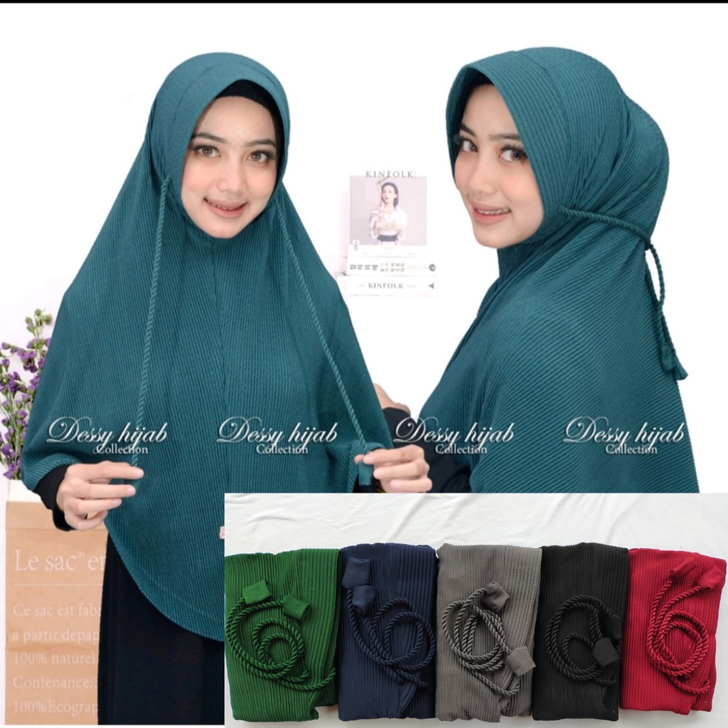 (TALI ULIR XXL) BERGO MARYAM PLISKET PAD TALI ULIR || Hijab instan prisket tali kepang ulir || Bergo