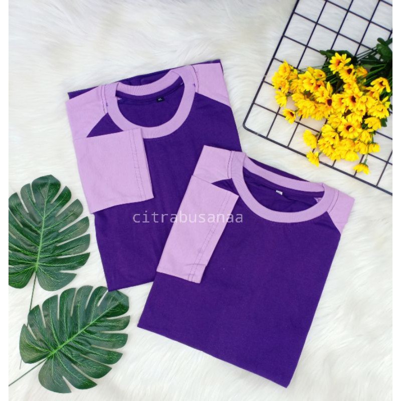 TUNIK KAOS RAGLAN COMBED UNGU TUA - UNGU MUDA