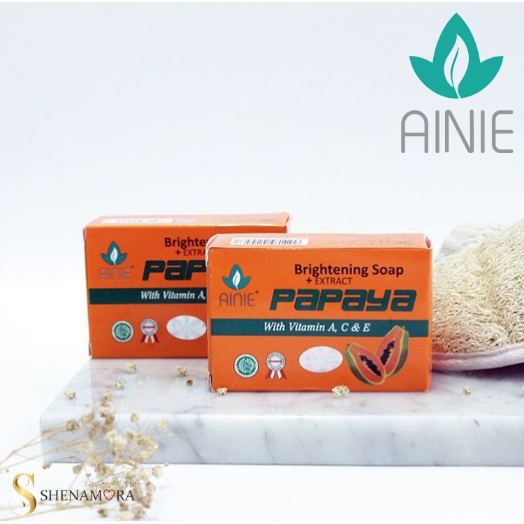 AINIE SABUN KECANTIKAN PEMBERSIH TUBUH EKSTRAK PAPAYA DENGAN VITAMIN A, C &amp; E BRIGTHENING SOAP 135 G