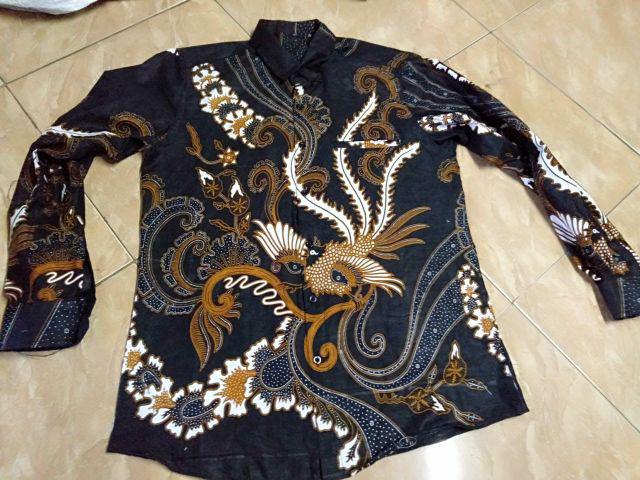 Kemeja Batik Pria Lengan Panjang Size M L Xl Xxl  Bswart Batik Hrb026 Kenongo Hem Panjang Padi
