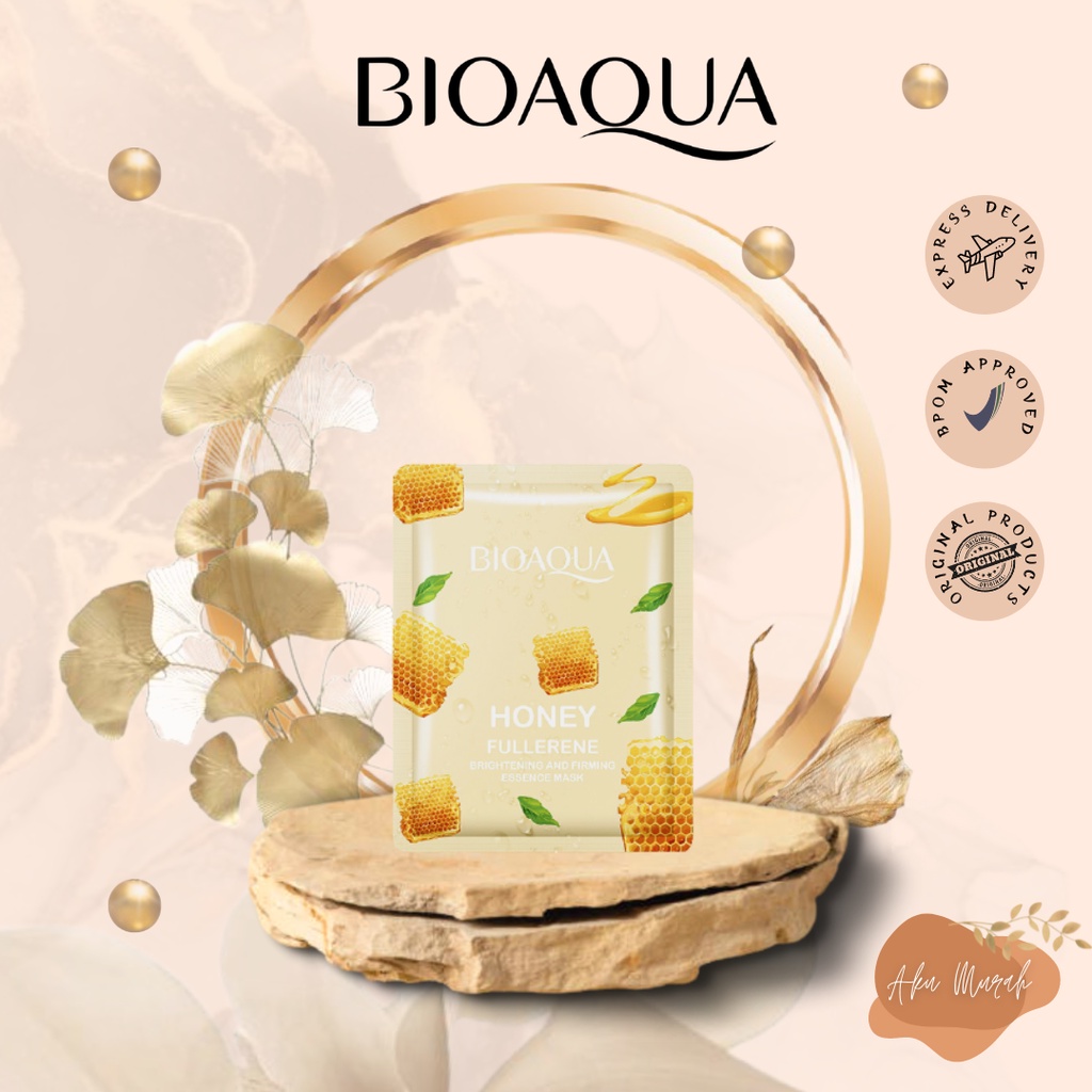 ✨ AKU MURAH ✨Bioaqua Honey Fullerene Brightening And Firming Essence Mask 25gr / Masker Wajah SACHET