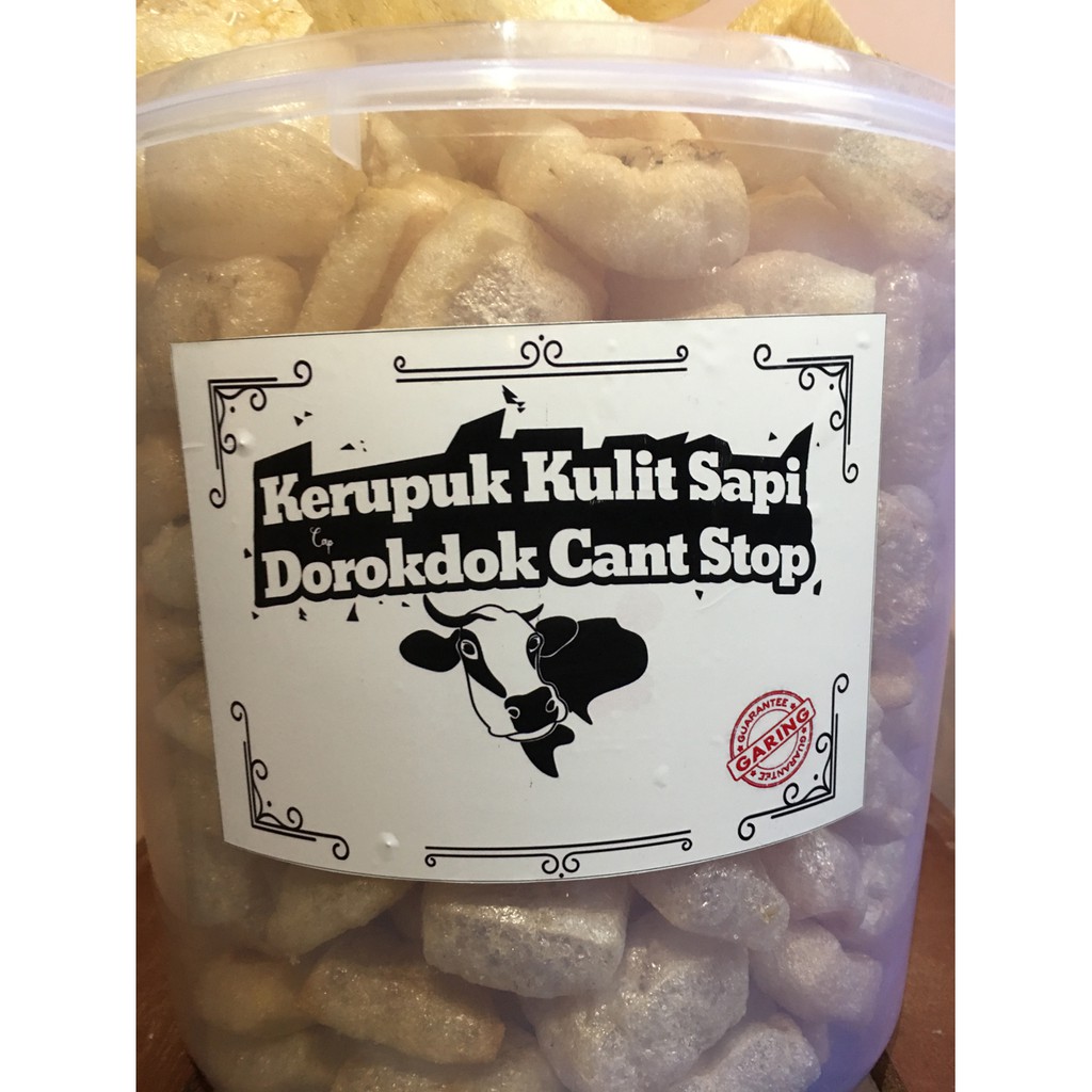 

RAMBAK KRECEK KULIT SAPI DOROKDOK CEMILAN SNACK KERUPUK / KRUPUK DALAM TOPLES 5 L