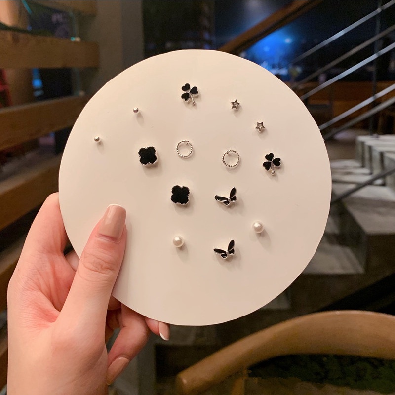 We Flower 7 Pairs S925 Silver Snowflake Butterfly Dolphin Stud Earrings Set for Women Girls Chic Ear Jewelry-25