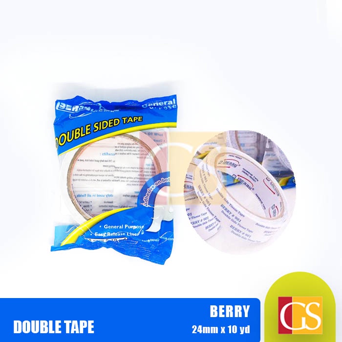 

Double Side / Dobel Tape / Lakban Isolasi Bolak Balik Berry 1 inch 24 mm