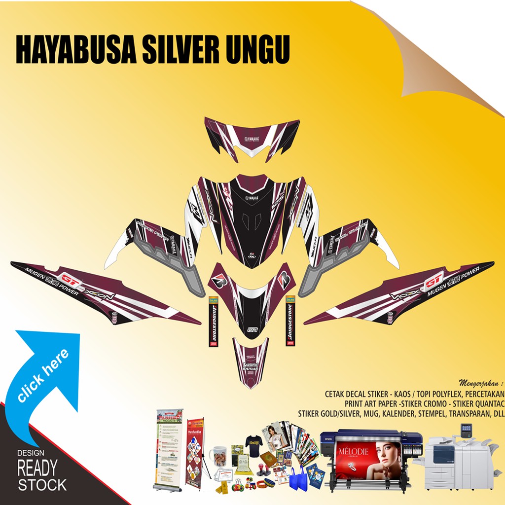 Striping XEON GT HAYABUSA SILVER UNGU Sticker Decal YAMAHA WIM-XEON
